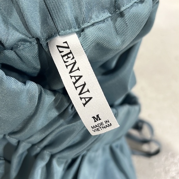 Zenana Woven Drawstring Shorts M Seafoam Pockets New - Picture 7 of 7